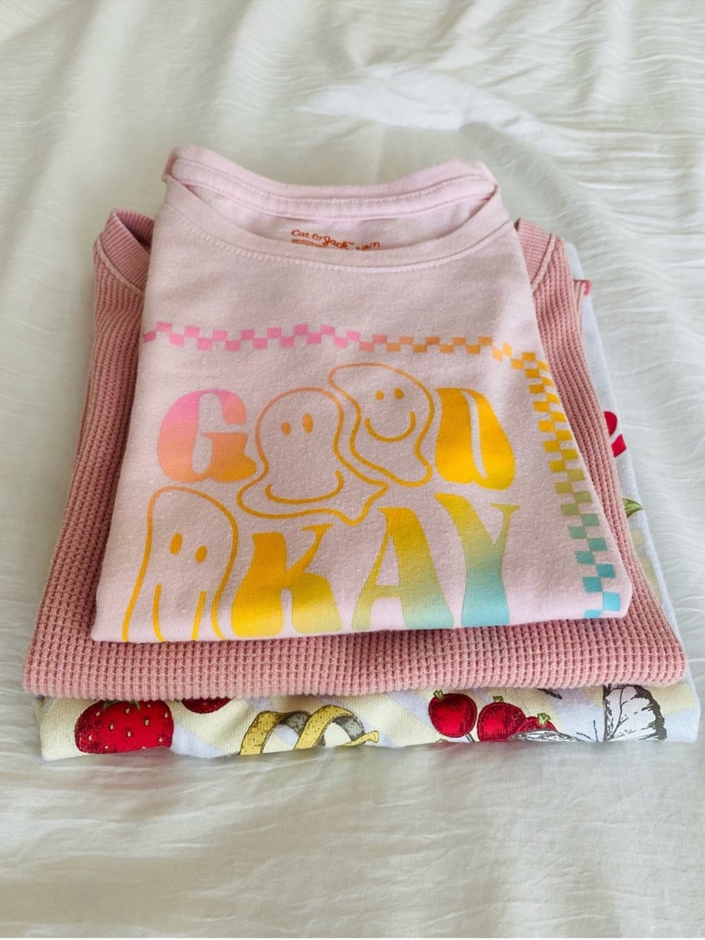 Cat & Jack Pink 'Good Okay' Graphic Kids Pajama Top